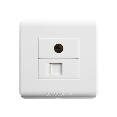 TV Television and RJ45 Network Cable Wall Plug Socket